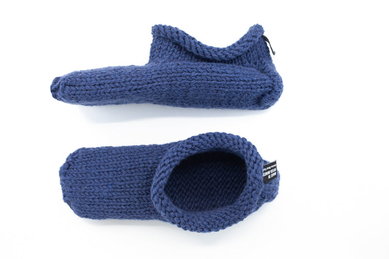 Pantoufles COMFORT en laine mérinos Indigo Made in Rosia